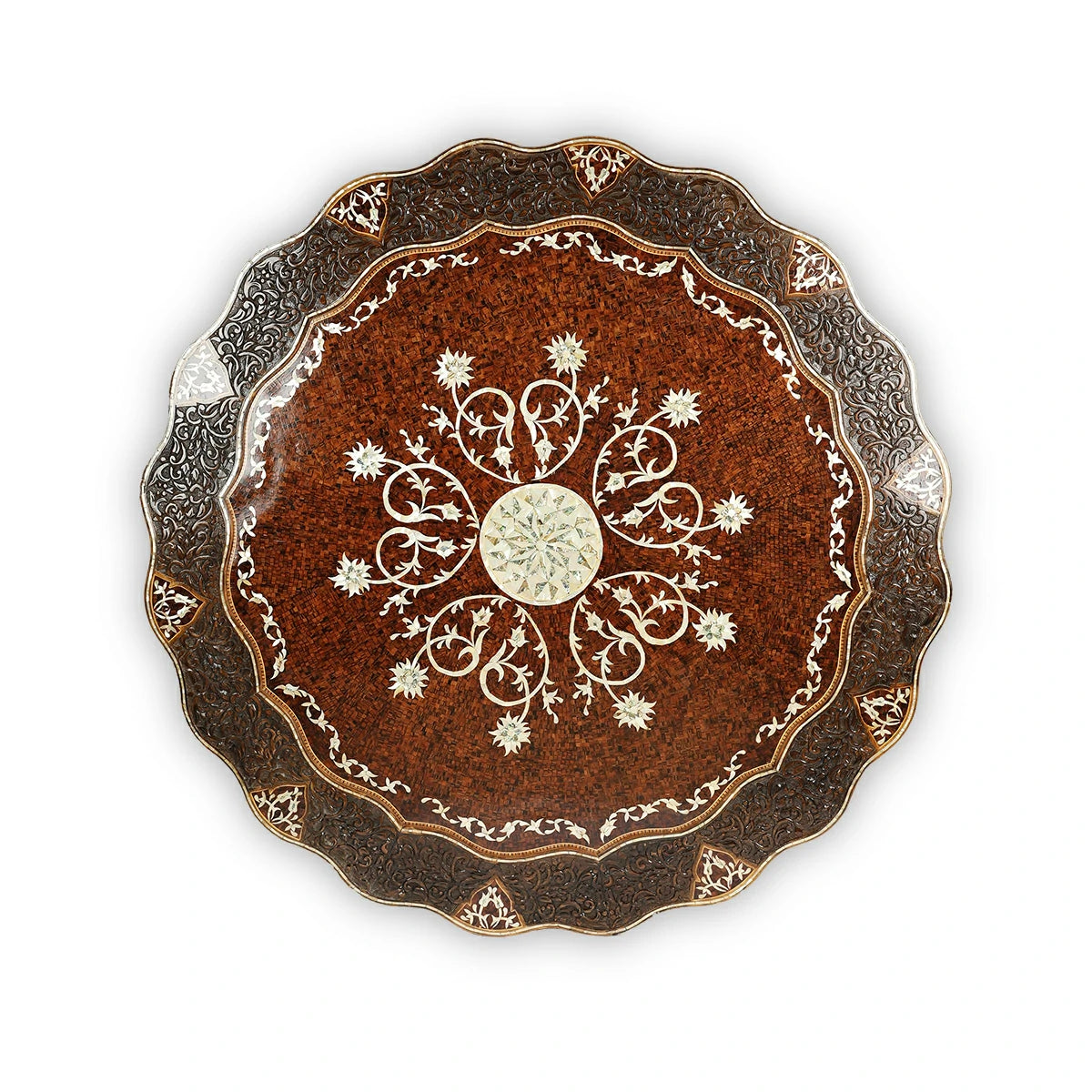 Top View of Arabesque Design Round Dining Table