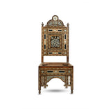 Handmade Exotic Arabesque Design Chair with exceptional Arabian Calligraphy in Marquetry & Mother of Pearl Inlays