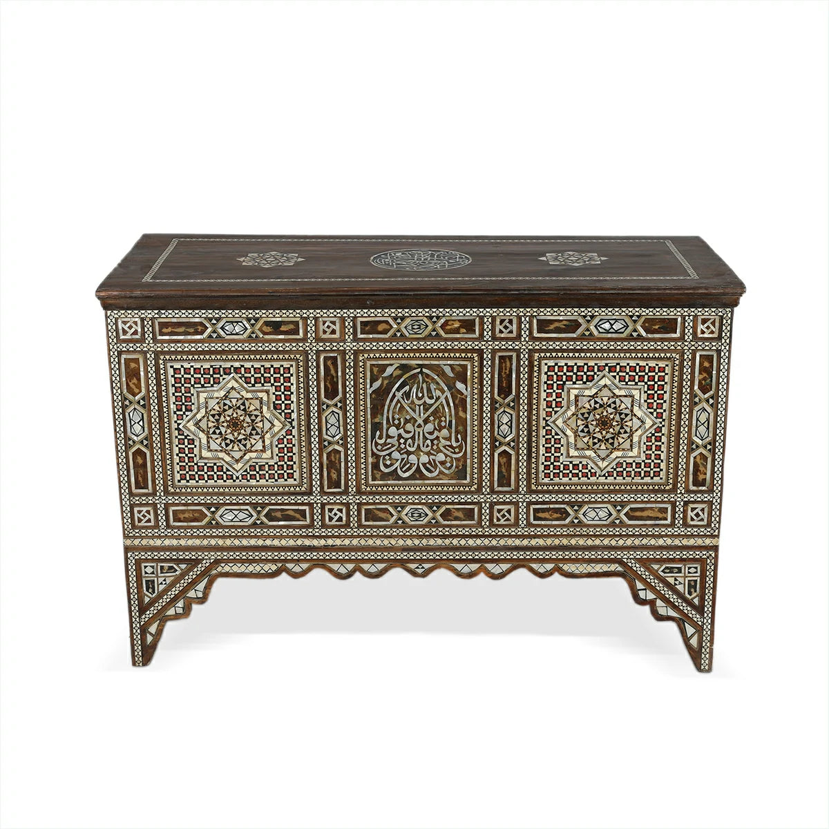 Straight Front View of Arabian Calligraphic Motif Desk
