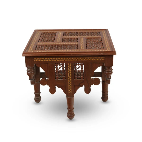 Detailed Side View of Arabian Mashrabiya Coffee Table