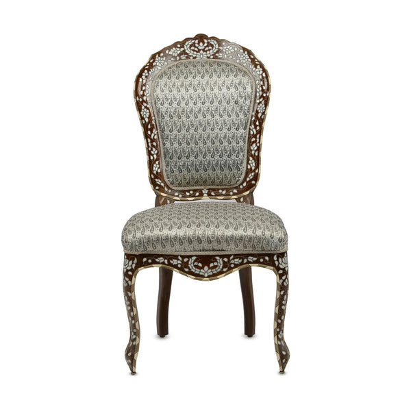 Handmade Mediterranean Style Dining / Side Chair with Mother of Pearl Inalys in Traditional Floral Patterns