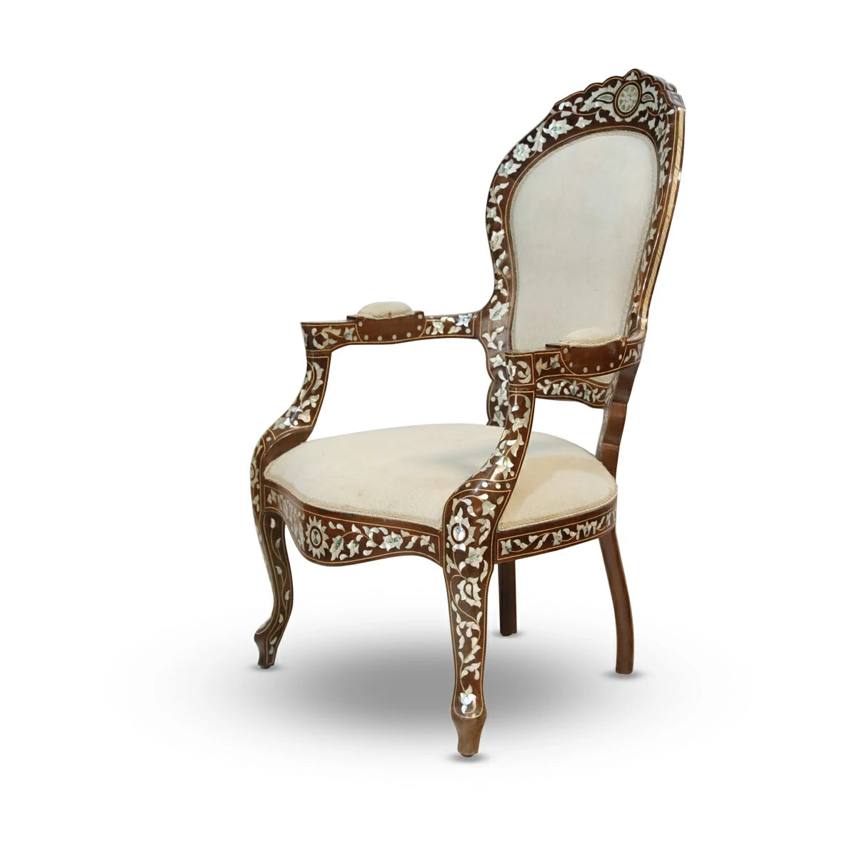 Angled Side View of Arabian Style Soft Cushioned Armchair