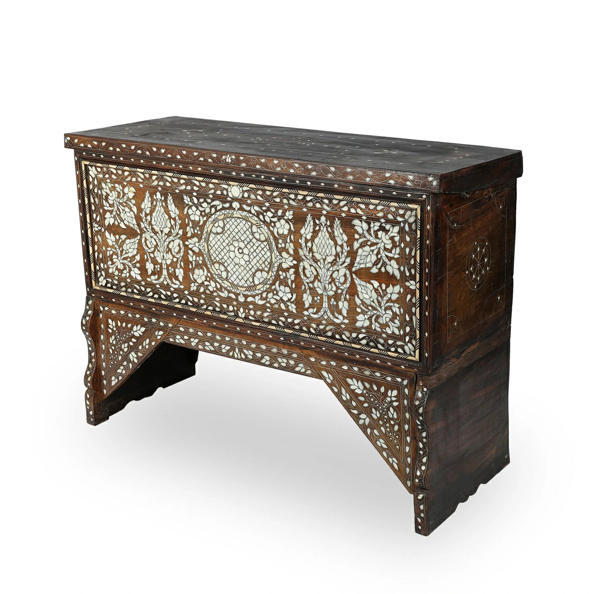 Detailed Side Angled View of Arabian Wooden Console
