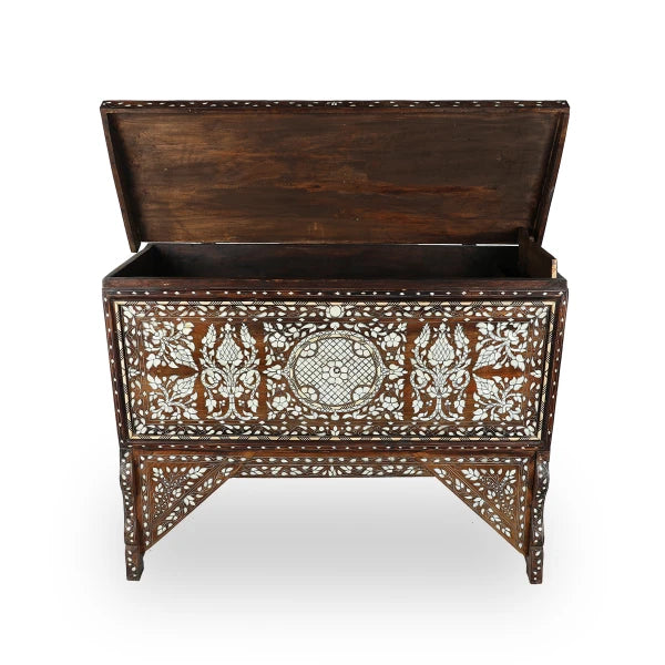 Frontal View of Arabian Wood Console with Open Top
