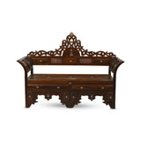Handmade Levantine Bench with Exquisite Lattice work, carvings & Mother of Pearl Inlays