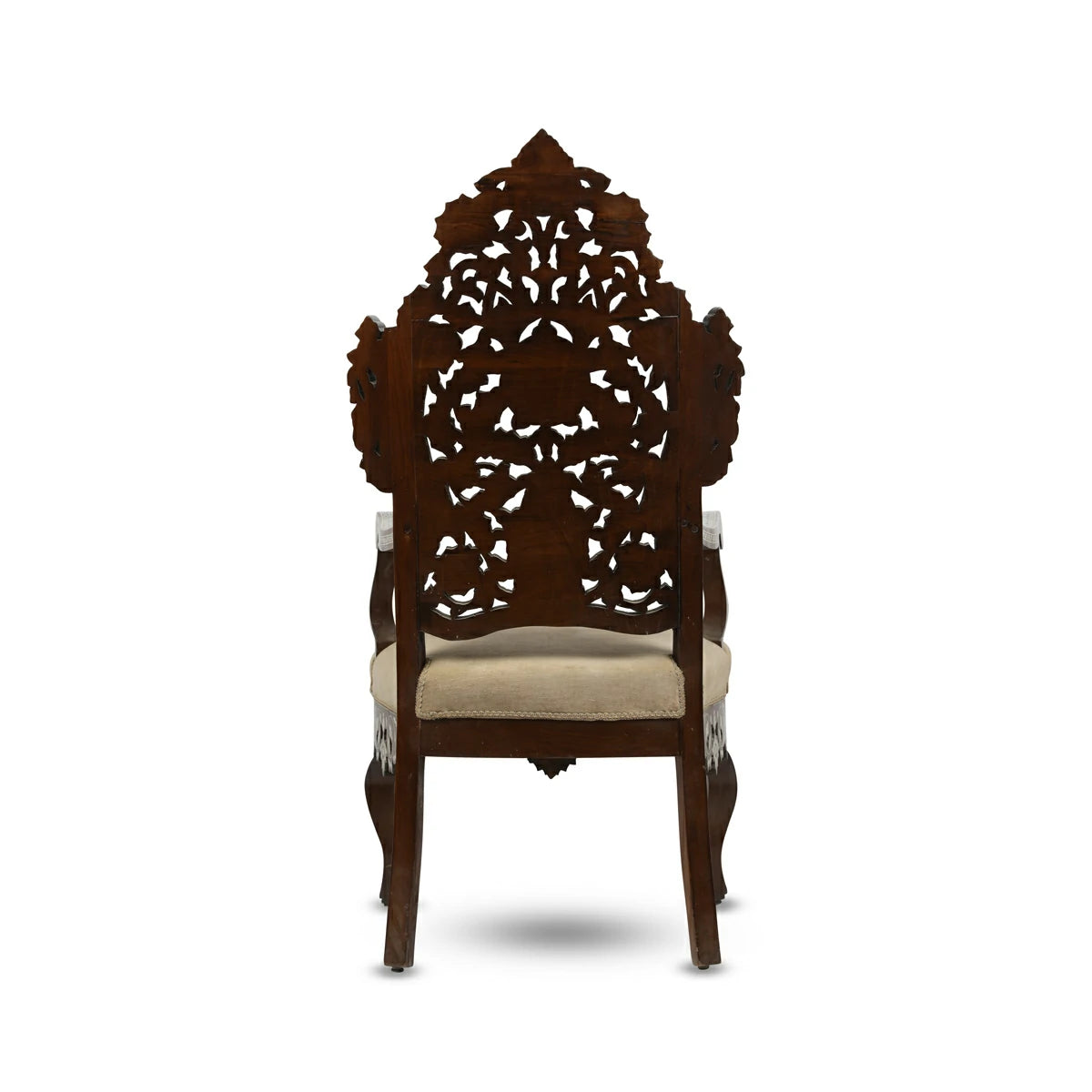 Walnut Wood Armchair with Mother of Pearl & Abalone Inlays