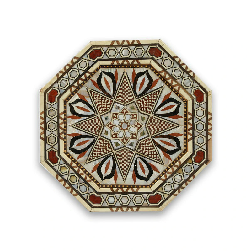 Octagonal Top Coffee Table with Traditional Levantine Mother of Pearl Inlays in Masri Motifs