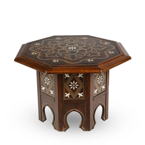 Octagonal Top Coffee Table Ornamented with Mother of Pearl Inlays in Traditional Levantine Motifs