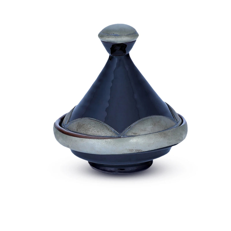 Front view of Bell Like Indigo blue Moroccan Tagine