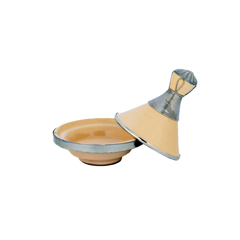 Front view of Bell Like Open Lid Ivory Moroccan Tagine
