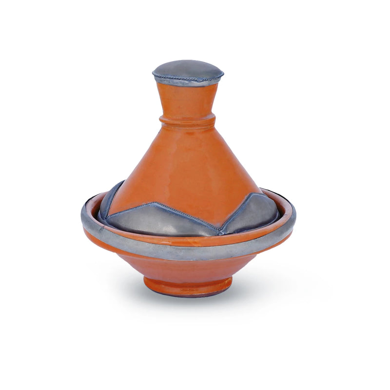 Front view of Bell Like Orange Colored Moroccan Tagine
