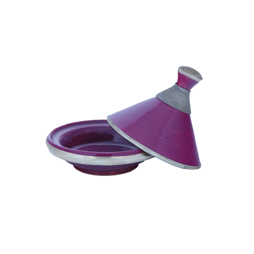 Front view of Bell Like Open Lid Purple Moroccan Tagine