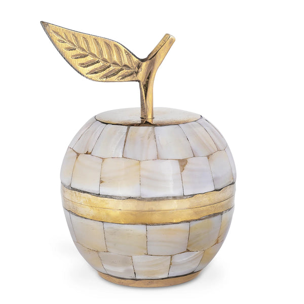 Apple Shaped Mother of Pearl Inlaid Golden Colored Luxury Trinket Box
