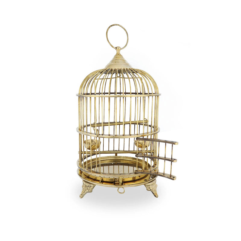 Front View of Gold Color Brass Metal Birdcage with open Doors