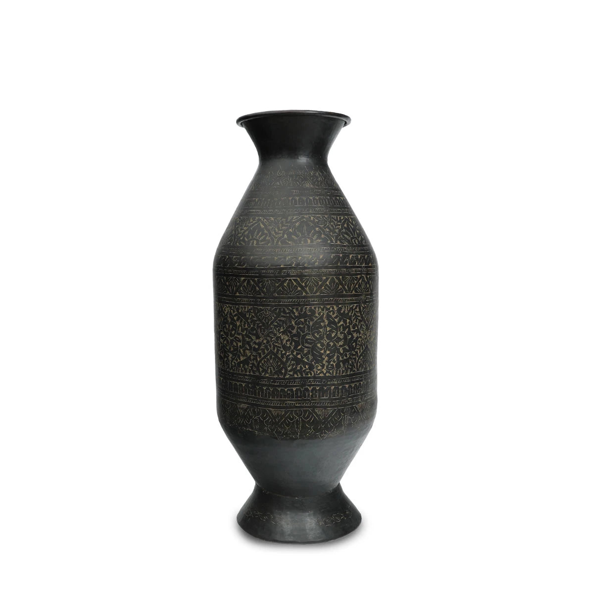 Vintage Brass Decor Vase with Fine Floristic Sculptures
