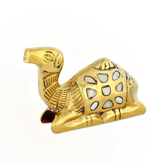 Camel Shaped Bookend Handmade from Brass with Mother of Pearl inlays and Carved detailings