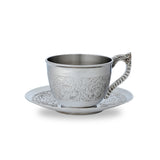 Classic Arabian Style Coffee / Tea Cup Made of Nickel with Floral Engravings