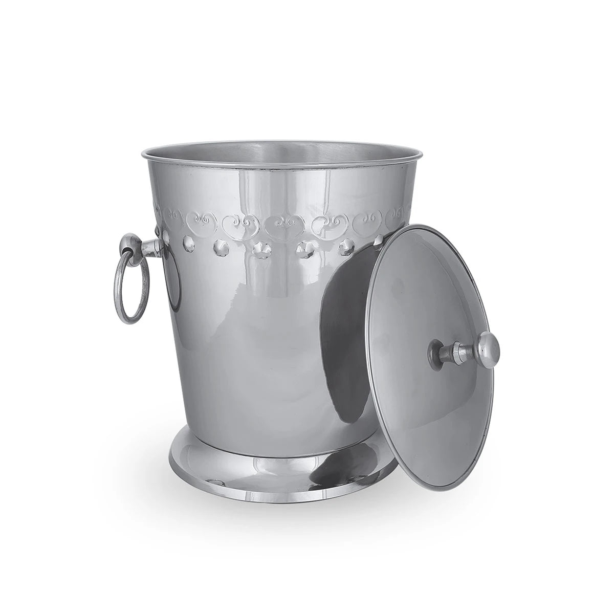 Front View of Silver Color Brass Metal Ice Bucket