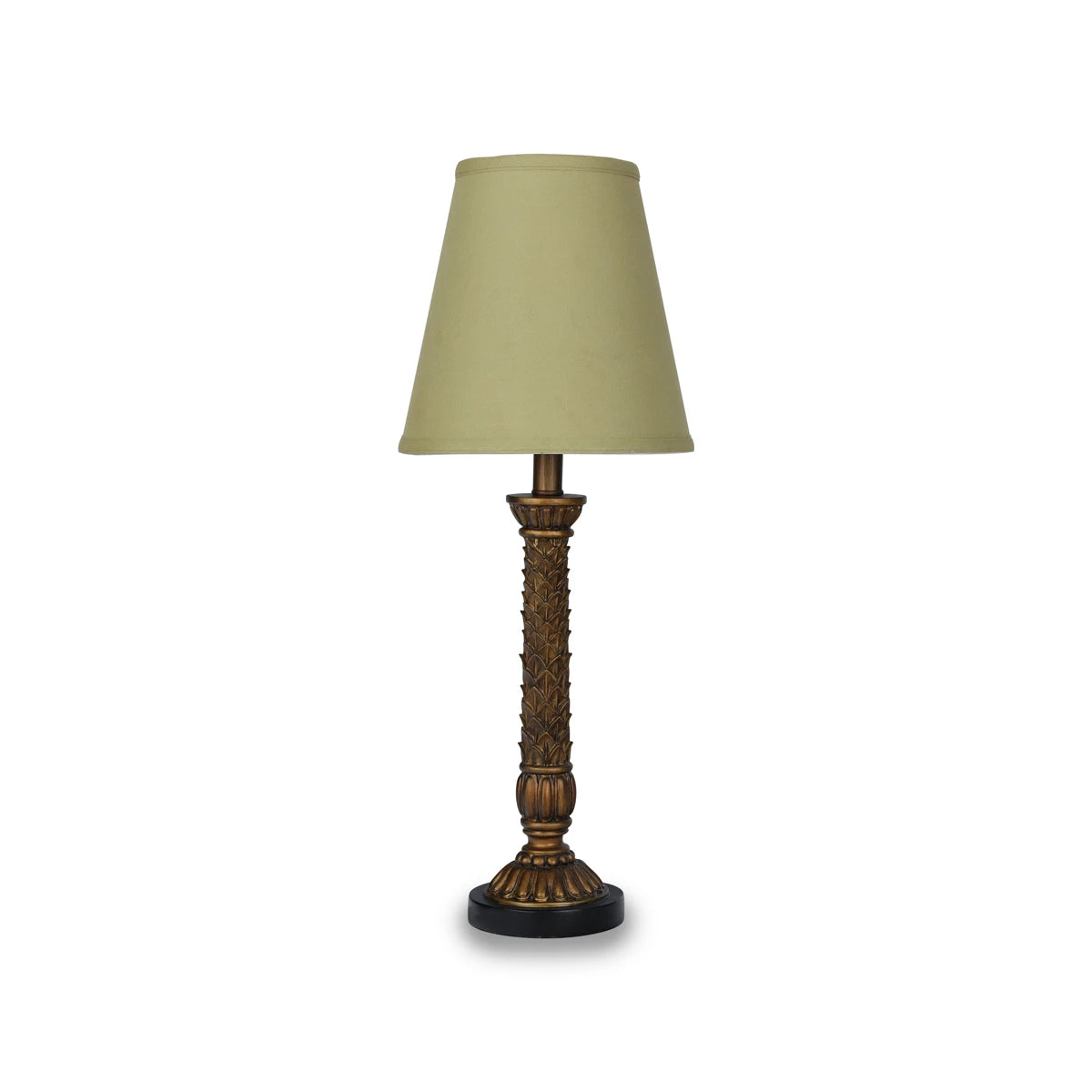 Vintage Brass Pillared Table Lamps With Seamless Floral Sculptures