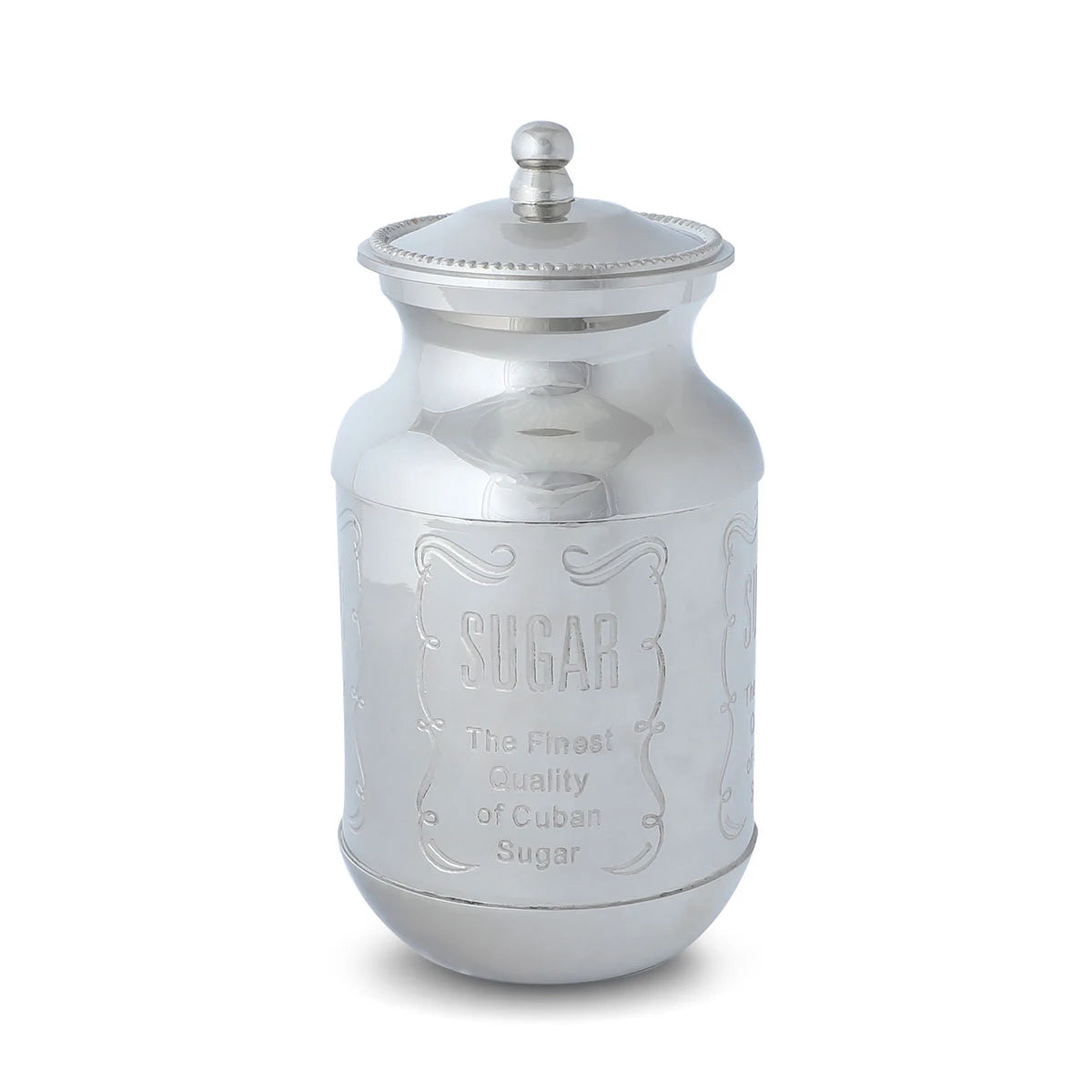 Glossy Silver Colored Classic Cuban Style Luxurious Storage Jar