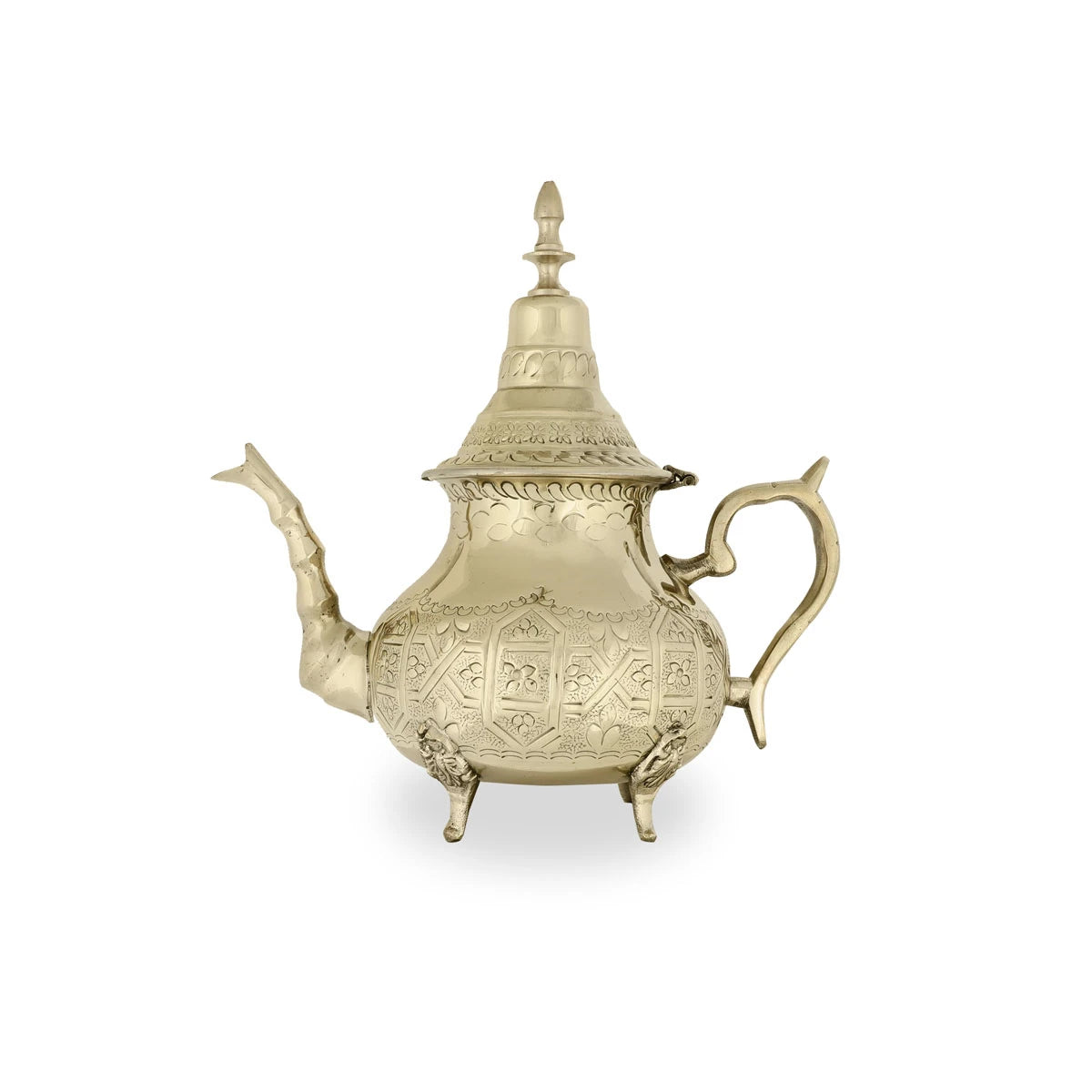 Side View of Golden Colored Brass Metal Teapot