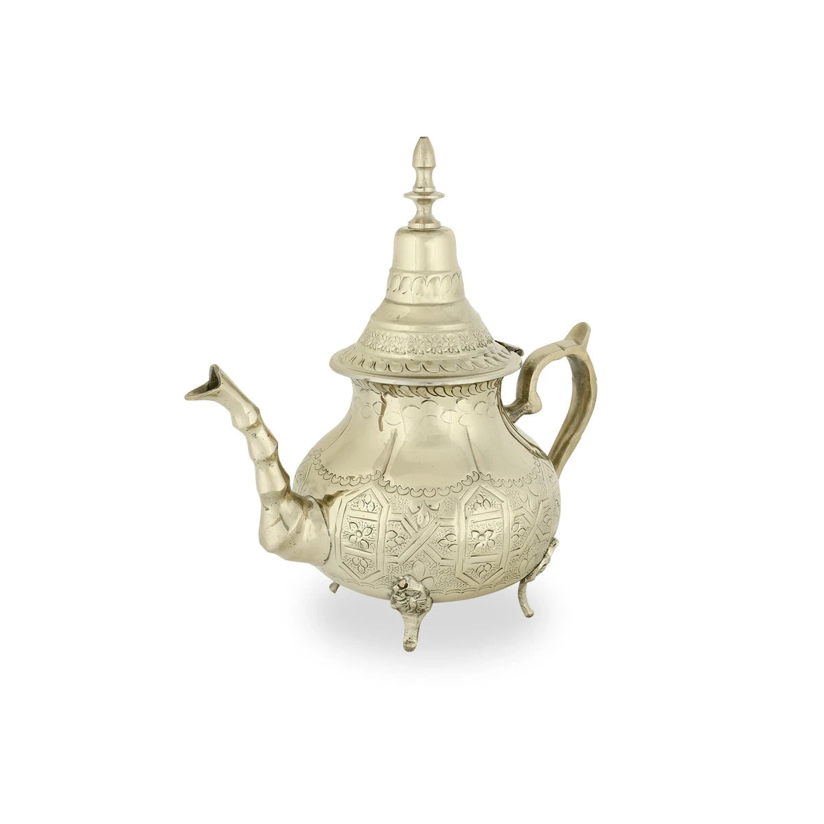 Moroccan Style Brass Metal Teapot with Traditional Art Engravings