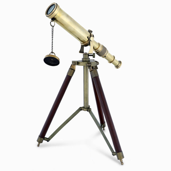 Antique Brass Nautical Telescope with Tripod Stand