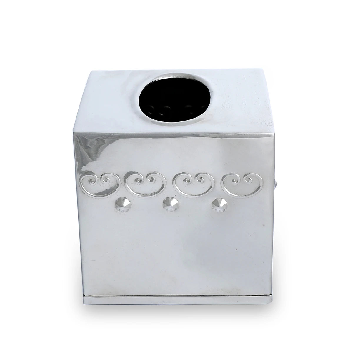Primally Embossed Nickel Coated Brass Metal Tissue Box Cover