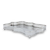 Angled View of Glossy Silver Colored Brass Metal Tray