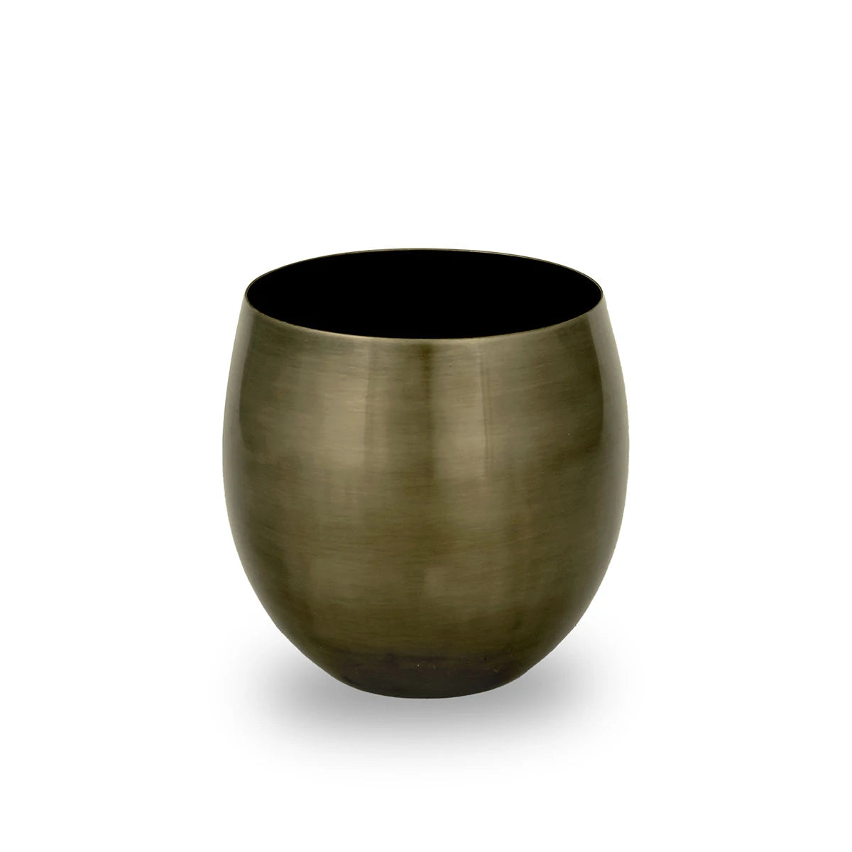 Top Angled View of Glossy Raw Textured Brass Metal Tumbler