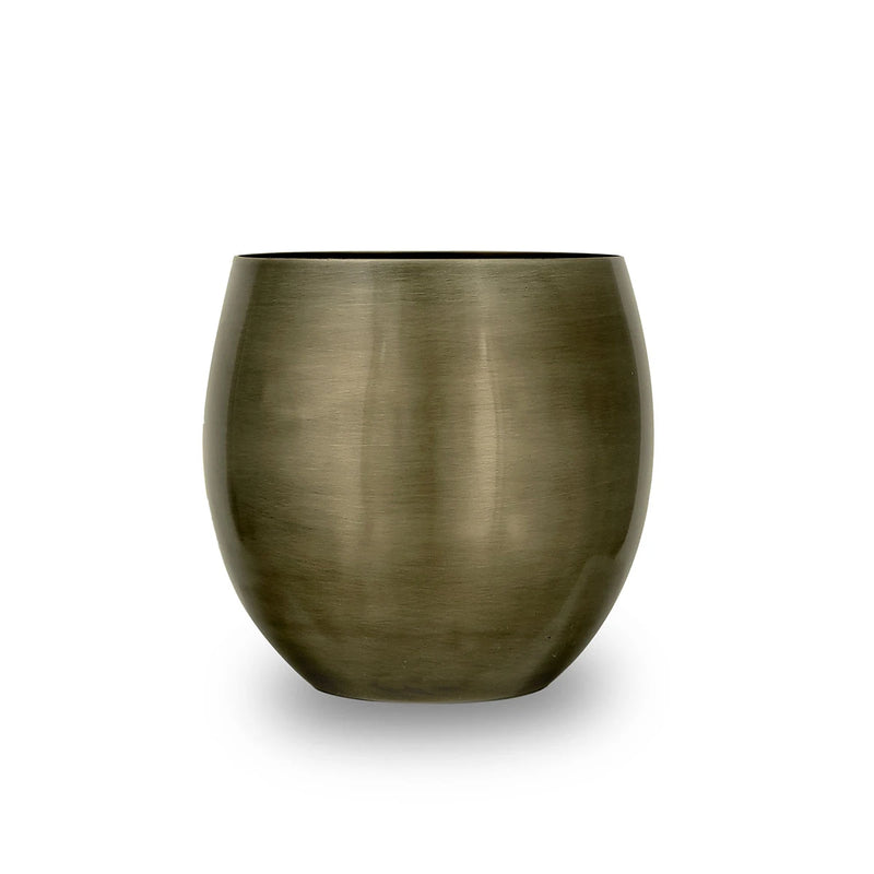 Front View of Glossy Raw Textured Brass Metal Tumbler