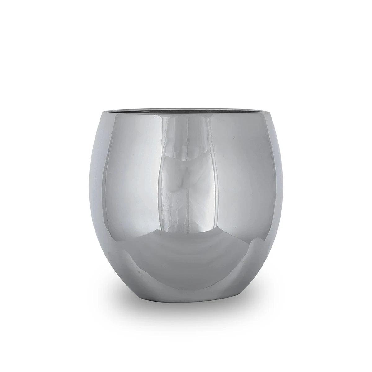 Front View of Glossy Silver Colored Brass Metal Tumbler
