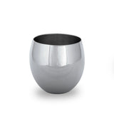 Top Angled View of Glossy Silver Colored Brass Metal Tumbler