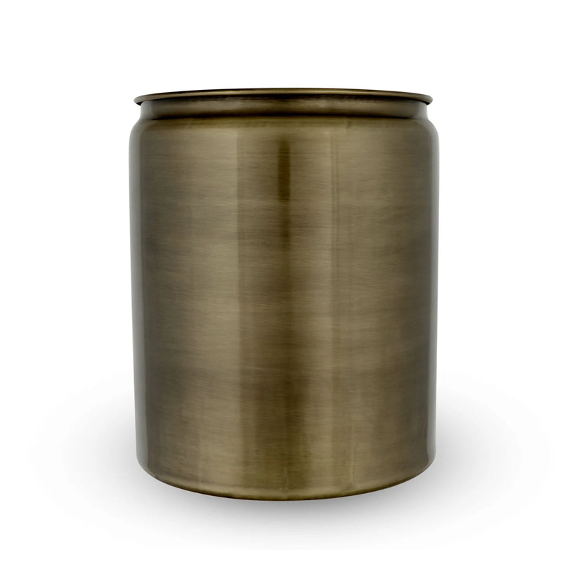 Front Body View of Raw Textured Brass Metal Waste Bin
