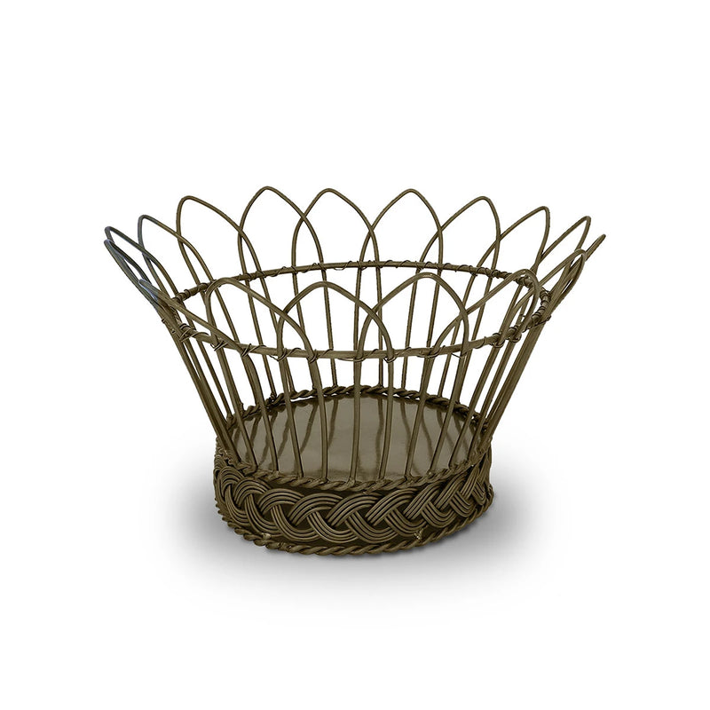 Vintage Brass Wire Storage Basket - Brass Color