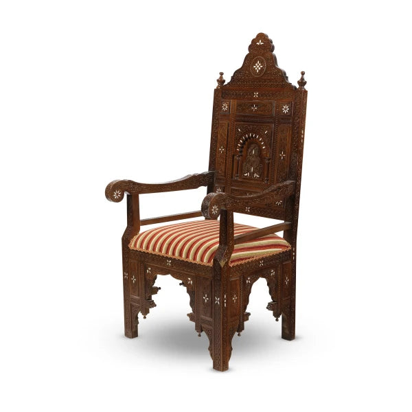 Luxury Levantine Chair Hand-carved and Inlaid with Traditional Syrian Art Patterns
