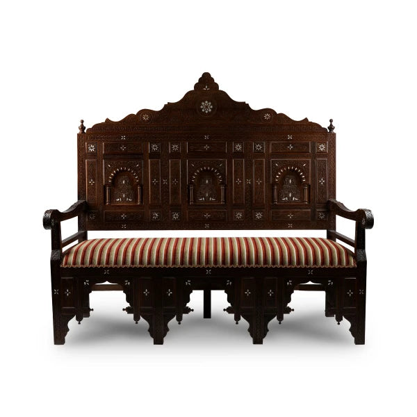 Handmade Antique Syrian Mother of Pearl Inlaid Majlis Couch