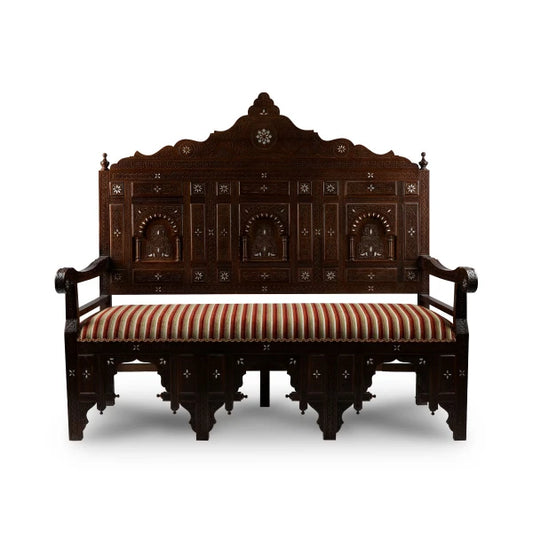 Handmade Antique Syrian Mother of Pearl Inlaid Majlis Couch