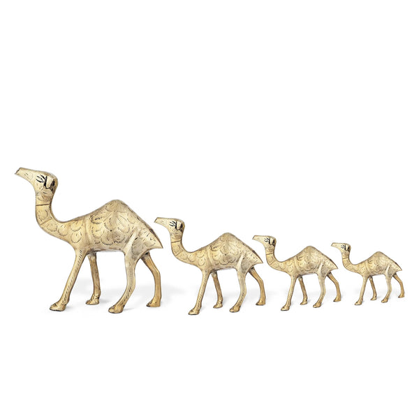 Set of 4  Handmade Brass Metal Camel Figurines for Decoration