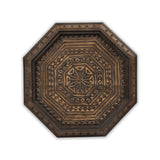 Top View of Brass Metal Beaded Carved Wooden Table