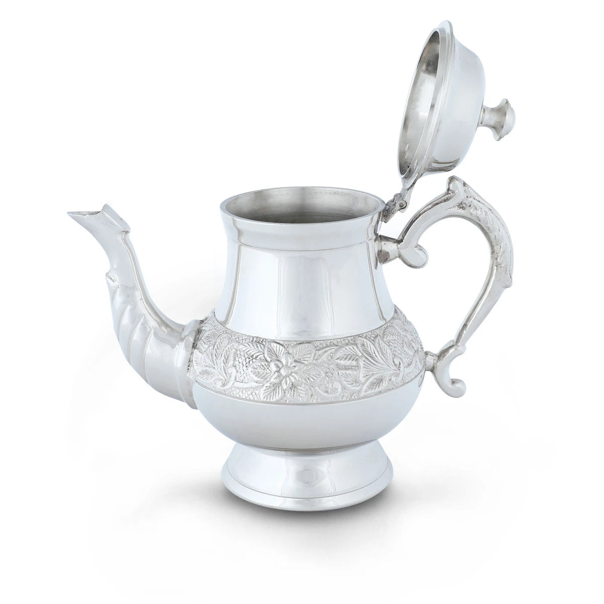 Handmade Moroccan Pedestal base Teapot W/ Handmade Floral Carvings