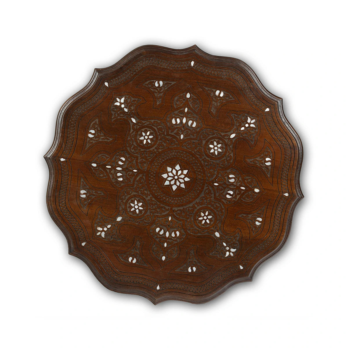 Top View Of Carved Wooden Mother of Pearl Coffee Table
