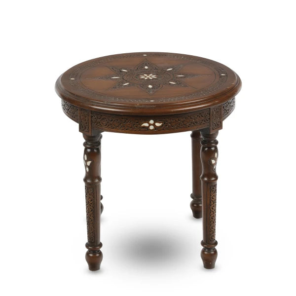 Classic Coffee / End Table Intricately Carved & Inlaid with Mother of Pearls by Hand