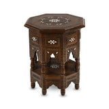 A Classic Handmade Arabian Style Coffee Table with Intricate Carvings, Mother of Pearl Inlays & Fine Detailing
