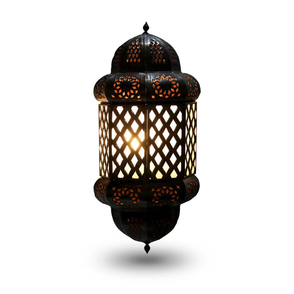 Classic Syrian Outdoor Wall Lamp with Open Cutworks in Geometrical Patterns