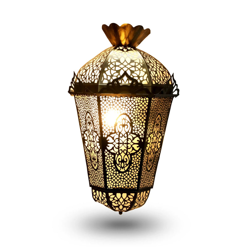 Classic Vintage Arabian Wall Light with Traditional Open Cut Work Design in Brass Metal