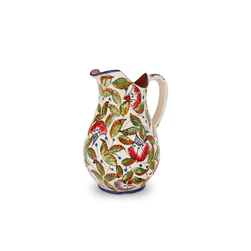 Colorfully Hand Made & Painted Floral Motif Moroccan Clay Water Jug