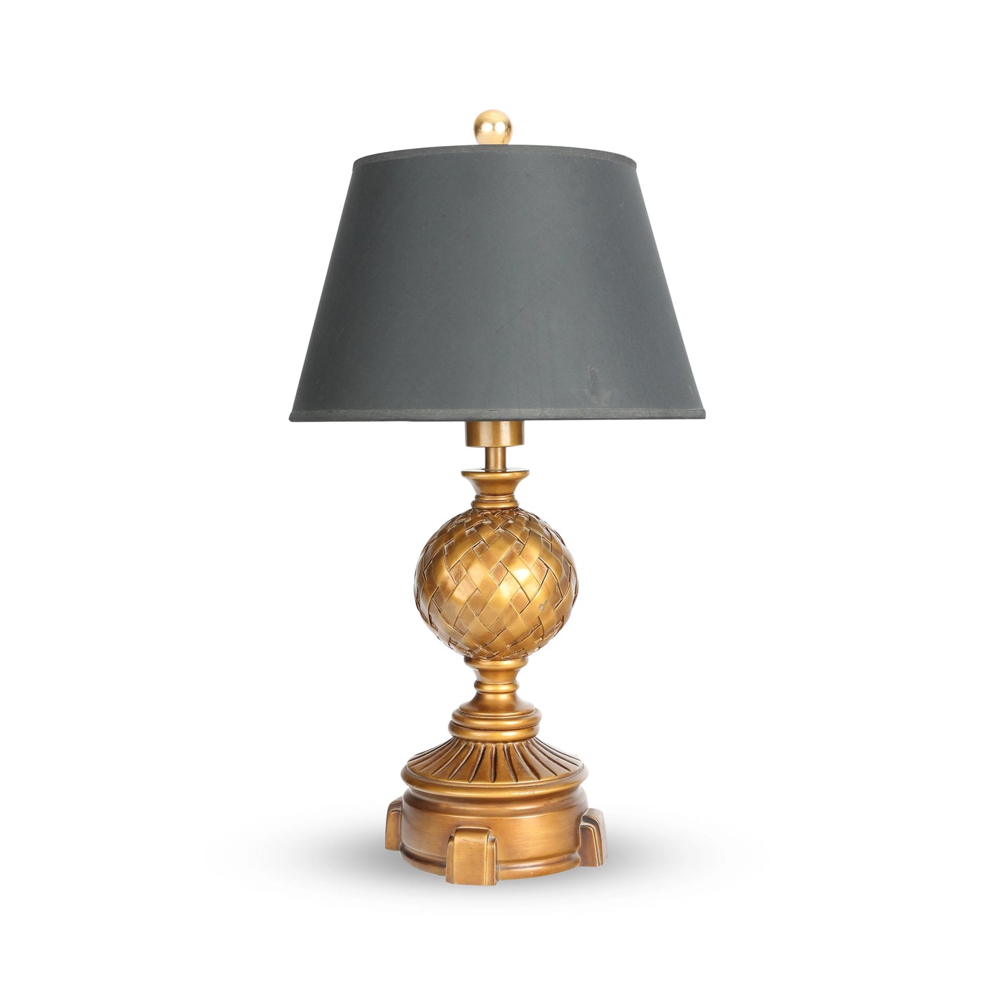 Handmade Brass Metal Table Lamp With Grey lampshade