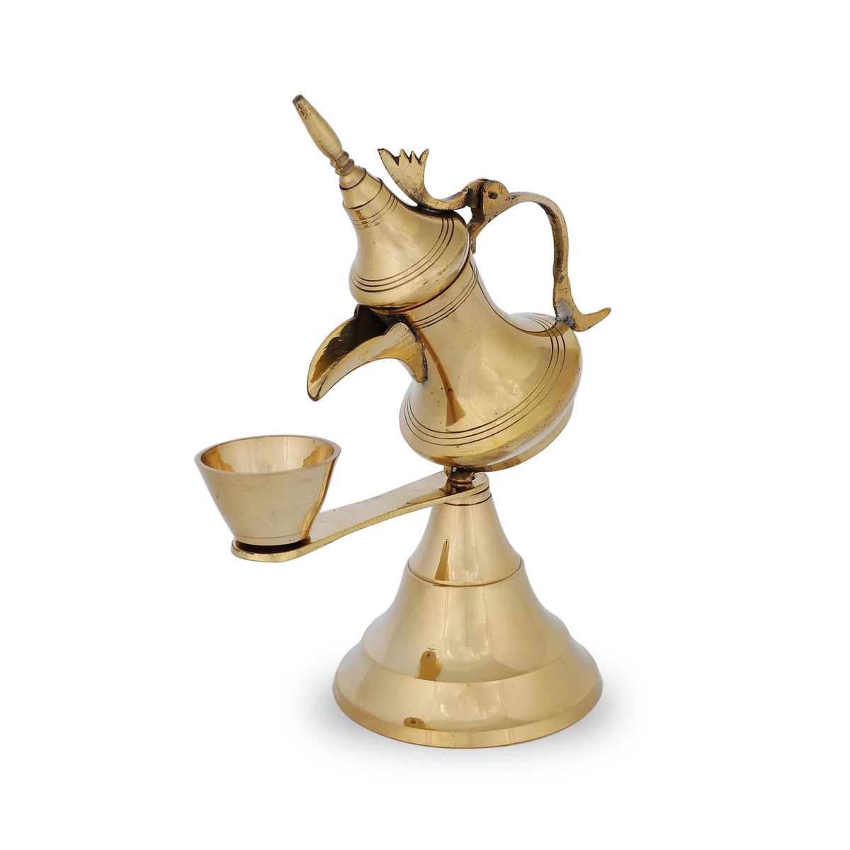 Vintage Brass Dallah Pot & Cup Stand Decor