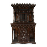 Syrian Vitrine Wall Cabinet Made of Walnut Wood with Handmade Carvings & Inlays of Mother of Pearl, Abalone & Metal Wiring